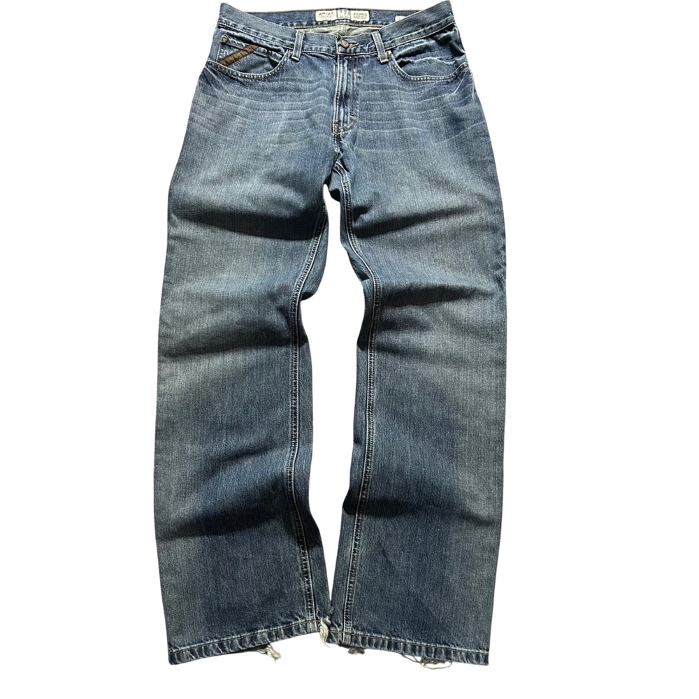 Ariat M4 Legacy Jeans Mens 31x34 (Fits 32x32) Blue Relaxed Boot Cut Distressed